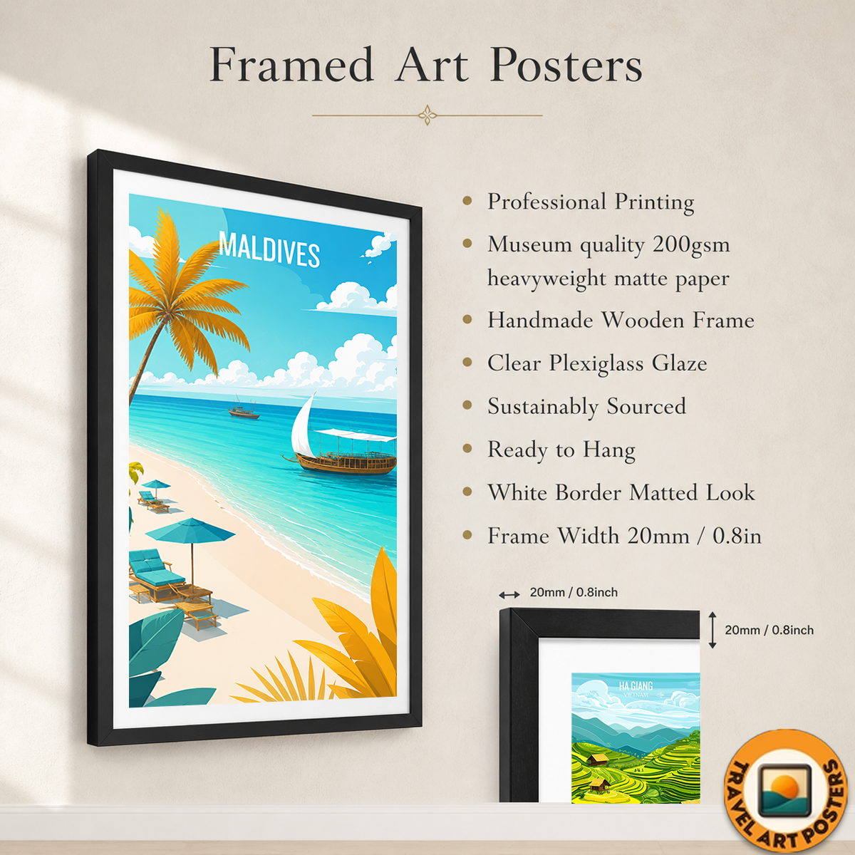 Maldives - Travel Wall Art Beach Poster Print - Art Print - Travel Art Poster