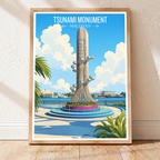 Tsunami Monument - The Maldives - Travel Wall Art Beach Poster Print - Art Print - Travel Art Poster