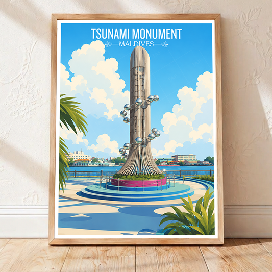 Tsunami Monument - The Maldives - Travel Wall Art Beach Poster Print - Art Print - Travel Art Poster