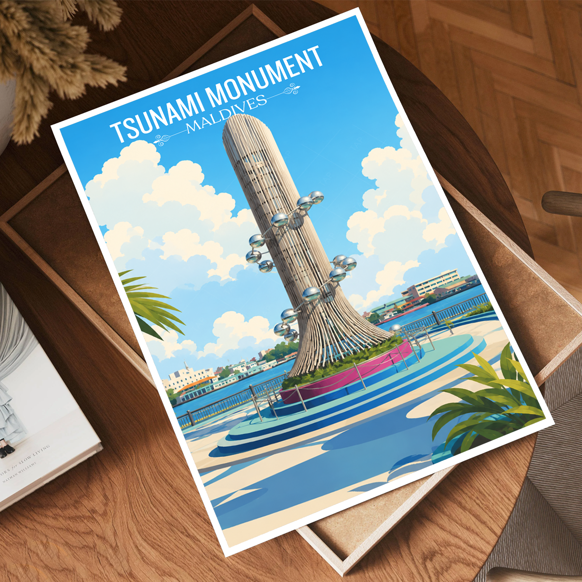 Tsunami Monument - The Maldives - Travel Wall Art Beach Poster Print - Art Print - Travel Art Poster