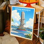 Tsunami Monument - The Maldives - Travel Wall Art Beach Poster Print - Art Print - Travel Art Poster