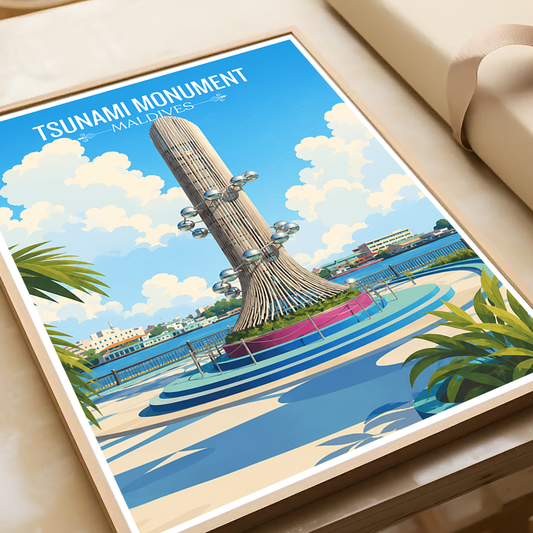 Tsunami Monument - The Maldives - Travel Wall Art Beach Poster Print - Art Print - Travel Art Poster