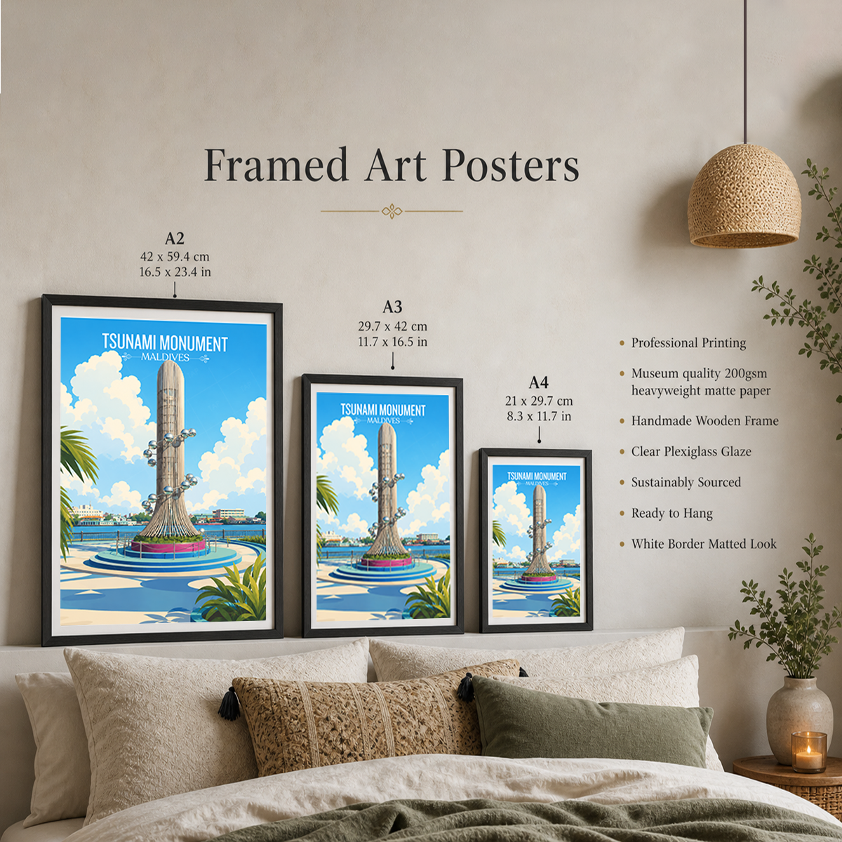 Tsunami Monument - The Maldives - Travel Wall Art Beach Poster Print - Art Print - Travel Art Poster