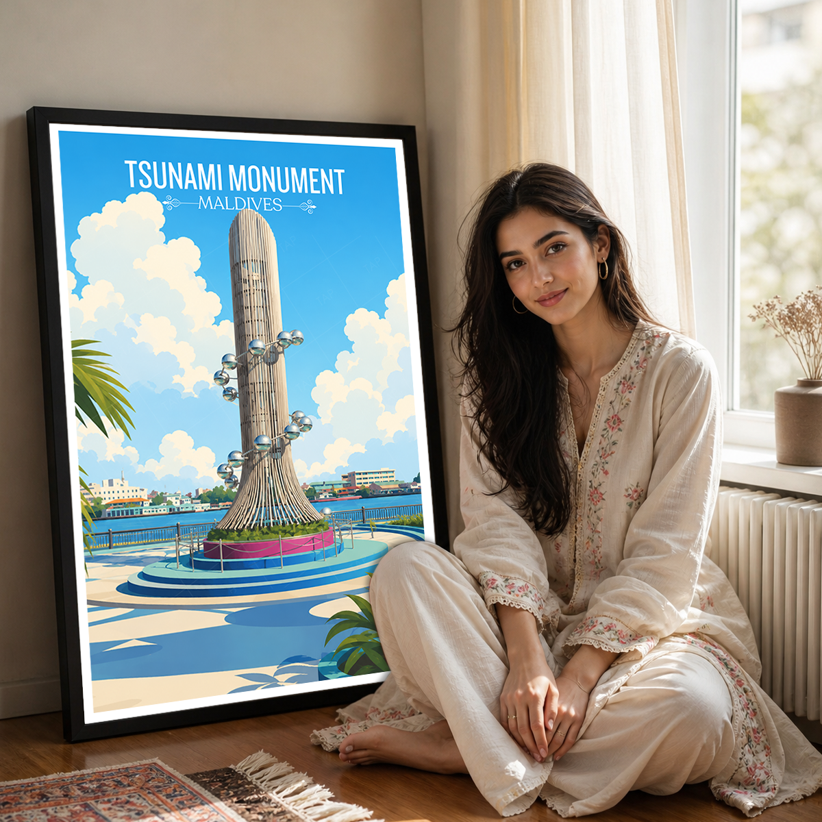 Tsunami Monument - The Maldives - Travel Wall Art Beach Poster Print - Art Print - Travel Art Poster