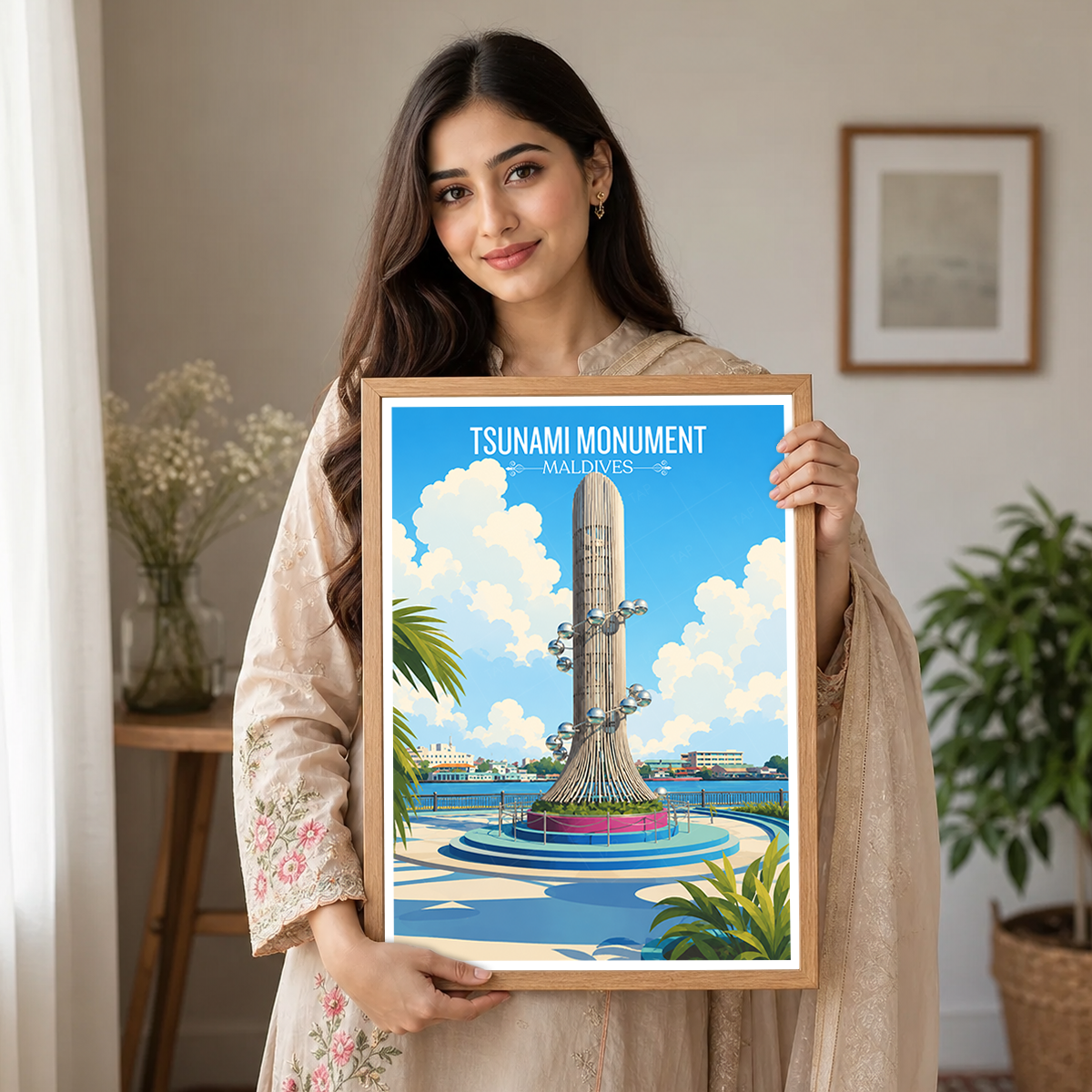 Tsunami Monument - The Maldives - Travel Wall Art Beach Poster Print - Art Print - Travel Art Poster