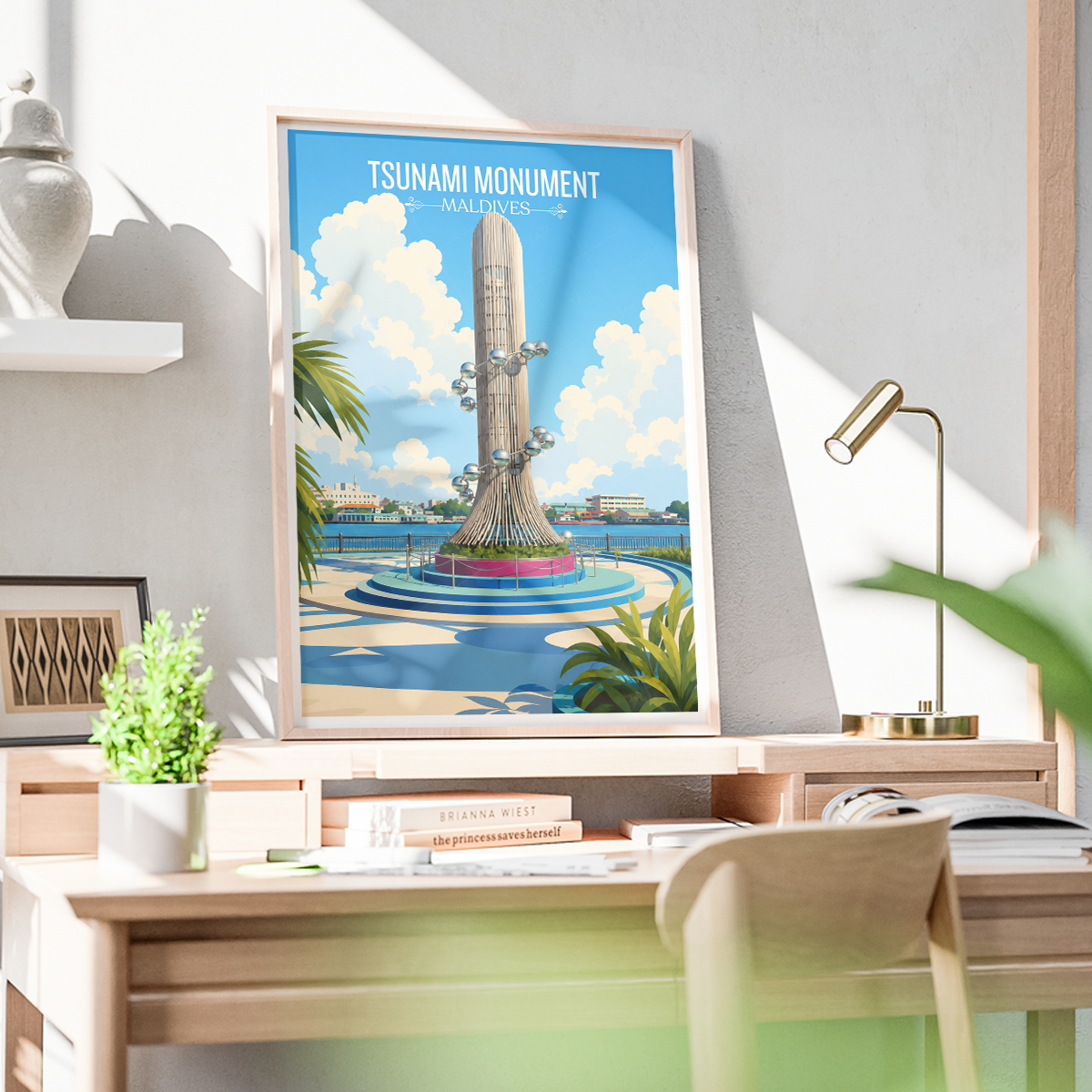Tsunami Monument - The Maldives - Travel Wall Art Beach Poster Print - Art Print - Travel Art Poster