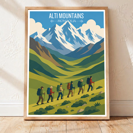 Alti Mountains - Mongolia - Travel Wall Art Deco Poster Print - Art Print - Travel Art Poster