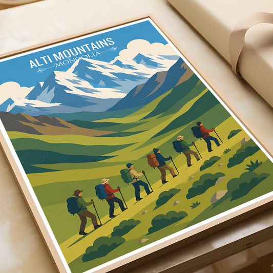 Alti Mountains - Mongolia - Travel Wall Art Deco Poster Print - Art Print - Travel Art Poster