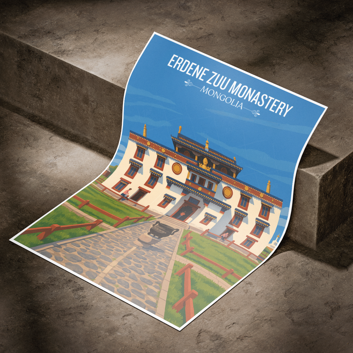 Erdene Zuu Monastery - Mongolia - Travel Wall Art Deco Poster Print - Travel Art Poster Print