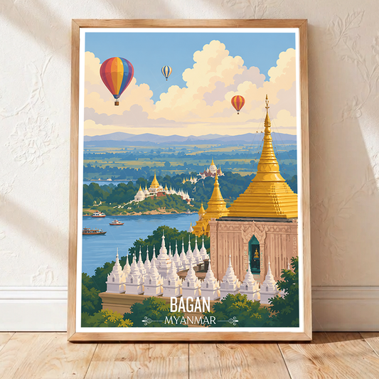 Bagan - Myanmar - Travel Wall Art Deco Poster Print - Art Print - Travel Art Poster
