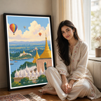 Bagan - Myanmar - Travel Wall Art Deco Poster Print - Art Print - Travel Art Poster