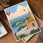 Bagan - Myanmar - Travel Wall Art Deco Poster Print - Art Print - Travel Art Poster