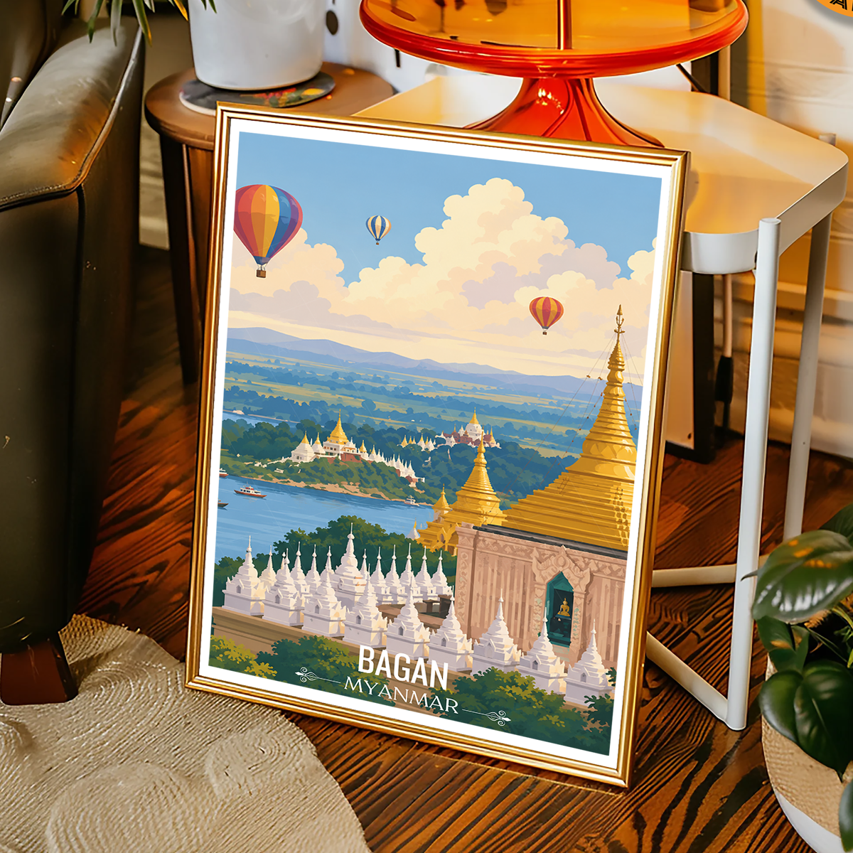 Bagan - Myanmar - Travel Wall Art Deco Poster Print - Art Print - Travel Art Poster