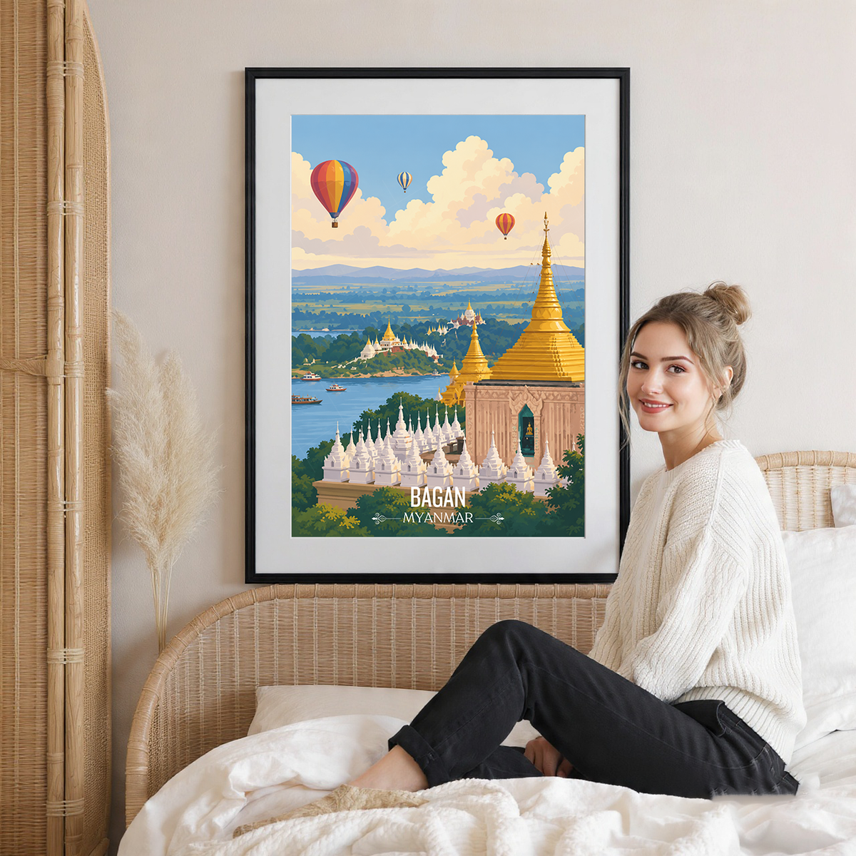 Bagan - Myanmar - Travel Wall Art Deco Poster Print - Art Print - Travel Art Poster