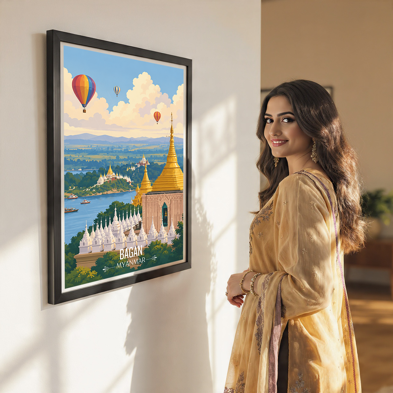 Bagan - Myanmar - Travel Wall Art Deco Poster Print - Art Print - Travel Art Poster