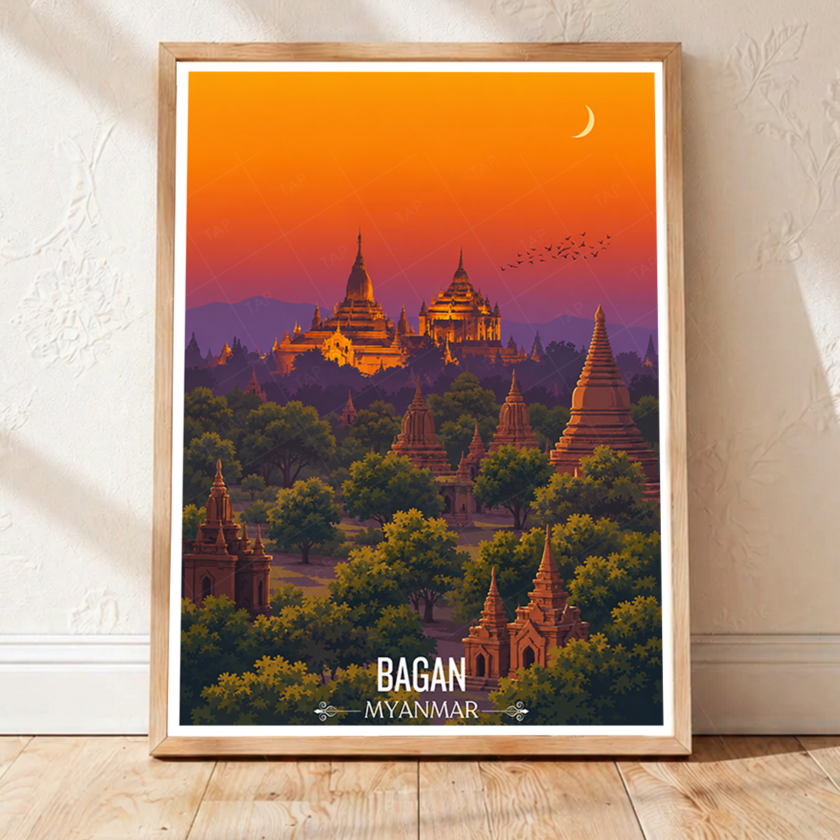 Bagan - Myanmar - Travel Wall Art Deco Poster Print - Art Print - Travel Art Poster