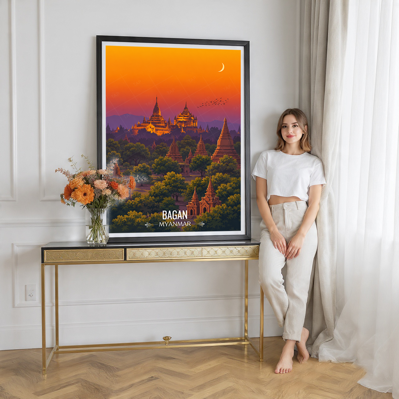 Bagan - Myanmar - Travel Wall Art Deco Poster Print - Art Print - Travel Art Poster