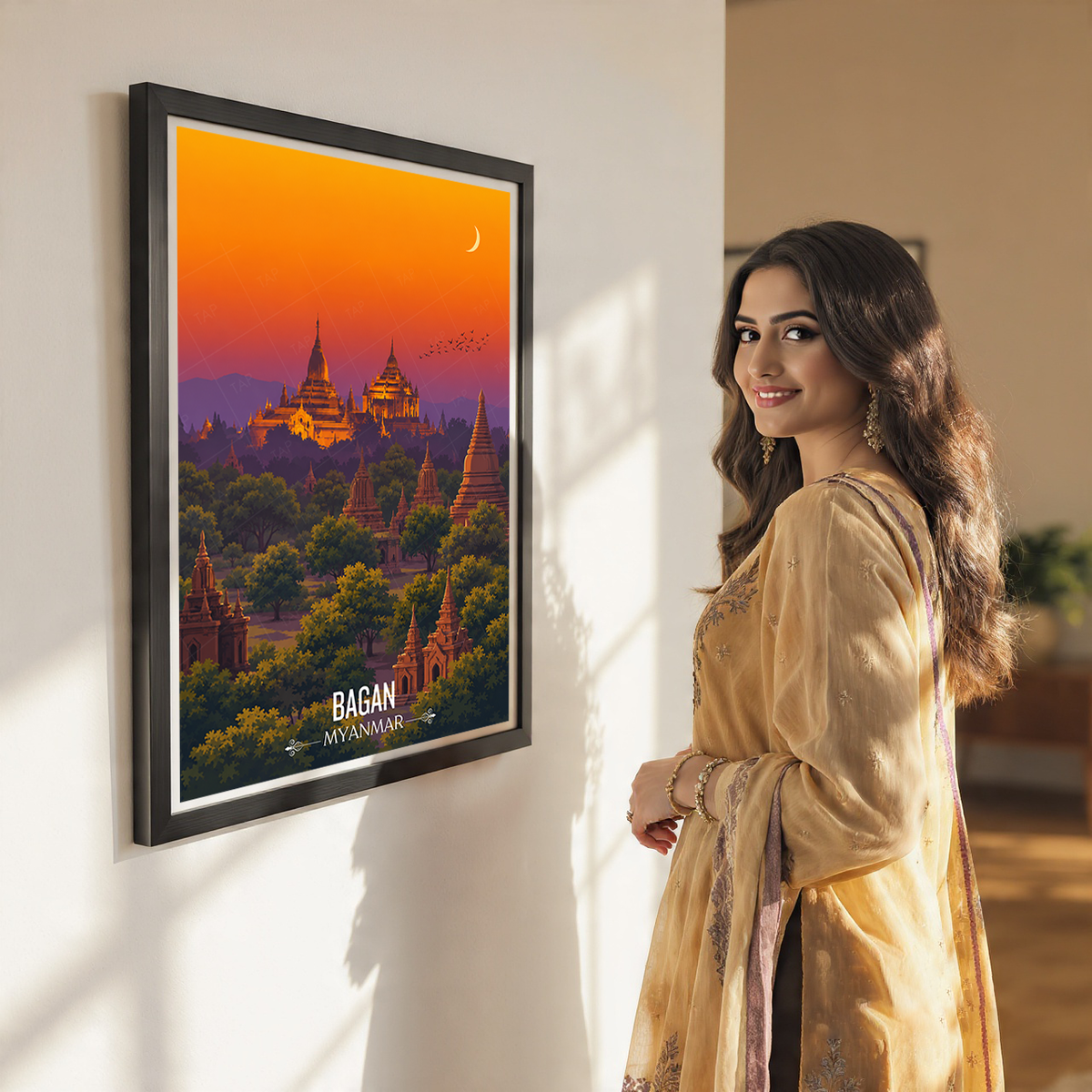 Bagan - Myanmar - Travel Wall Art Deco Poster Print - Art Print - Travel Art Poster