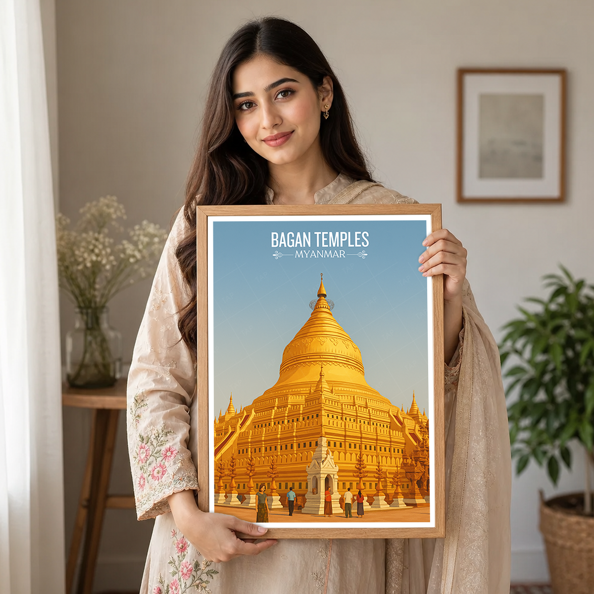 Bagan Temples - Myanmar - Travel Wall Art Deco Poster Print - Art Print - Travel Art Poster