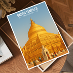 Bagan Temples - Myanmar - Travel Wall Art Deco Poster Print - Art Print - Travel Art Poster