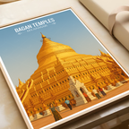 Bagan Temples - Myanmar - Travel Wall Art Deco Poster Print - Art Print - Travel Art Poster