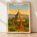 Bagan Temples - Myanmar - Travel Wall Art Deco Poster Print - Art Print - Travel Art Poster
