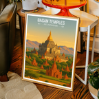 Bagan Temples - Myanmar - Travel Wall Art Deco Poster Print - Art Print - Travel Art Poster