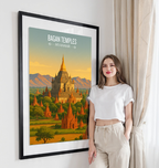 Bagan Temples - Myanmar - Travel Wall Art Deco Poster Print - Art Print - Travel Art Poster