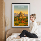 Bagan Temples - Myanmar - Travel Wall Art Deco Poster Print - Art Print - Travel Art Poster