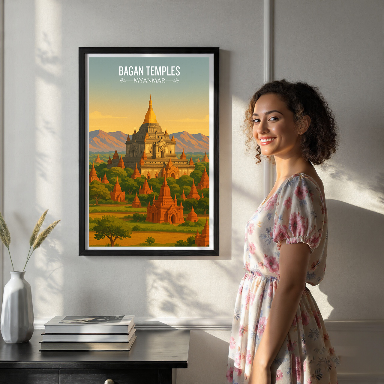 Bagan Temples - Myanmar - Travel Wall Art Deco Poster Print - Art Print - Travel Art Poster