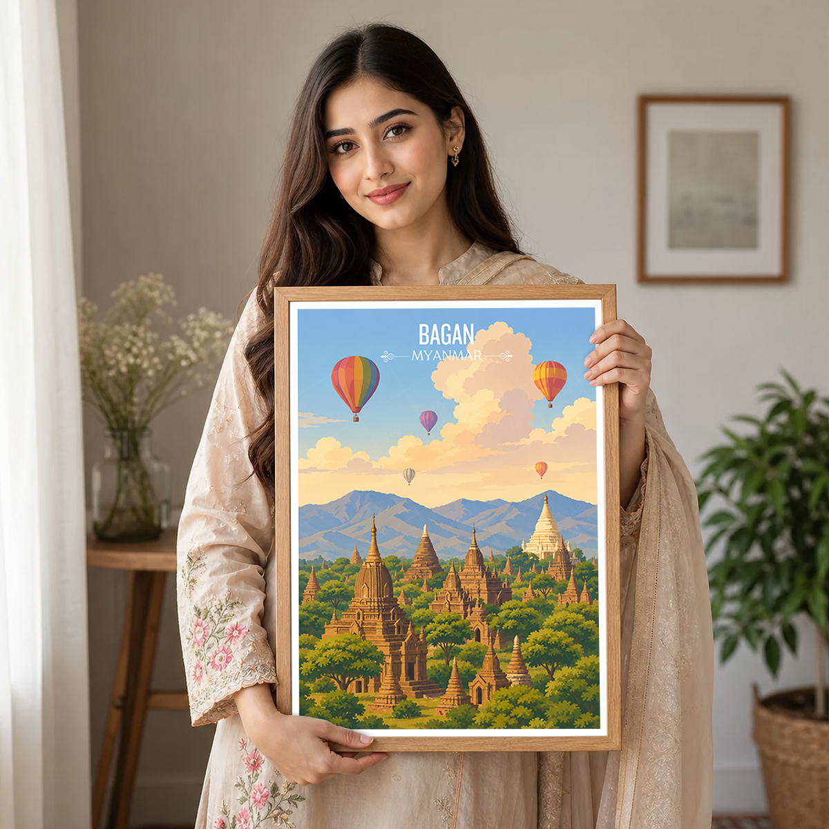 Bagan - Myanmar - Travel Wall Art Deco Poster Print - Art Print - Travel Art Poster