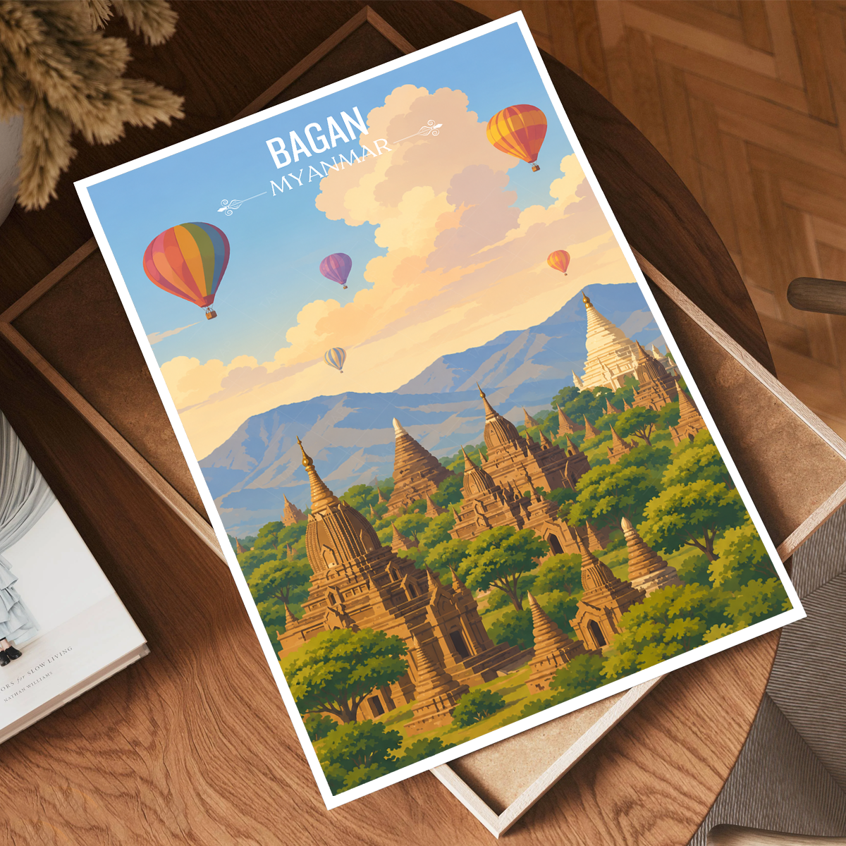 Bagan - Myanmar - Travel Wall Art Deco Poster Print - Art Print - Travel Art Poster