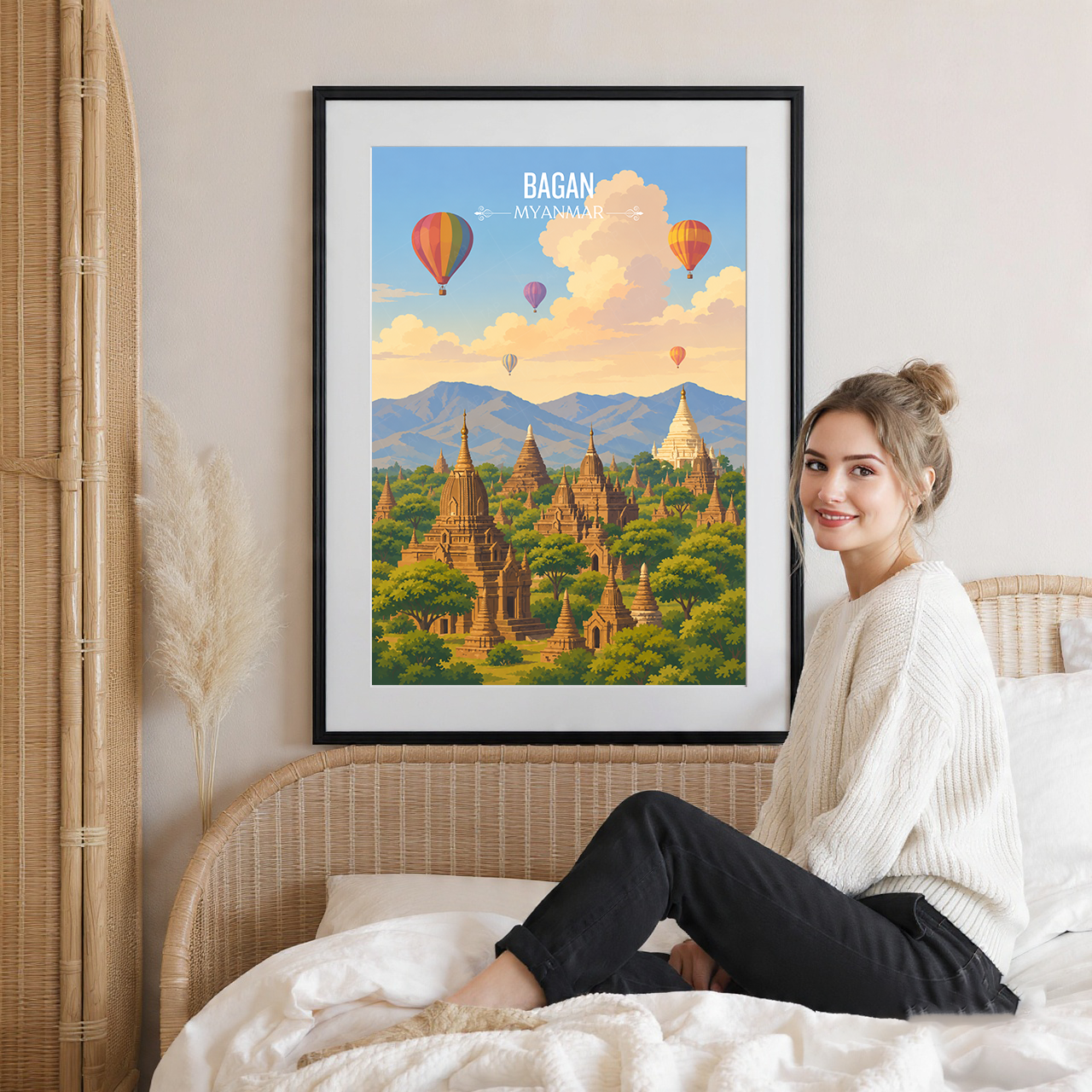 Bagan - Myanmar - Travel Wall Art Deco Poster Print - Art Print - Travel Art Poster