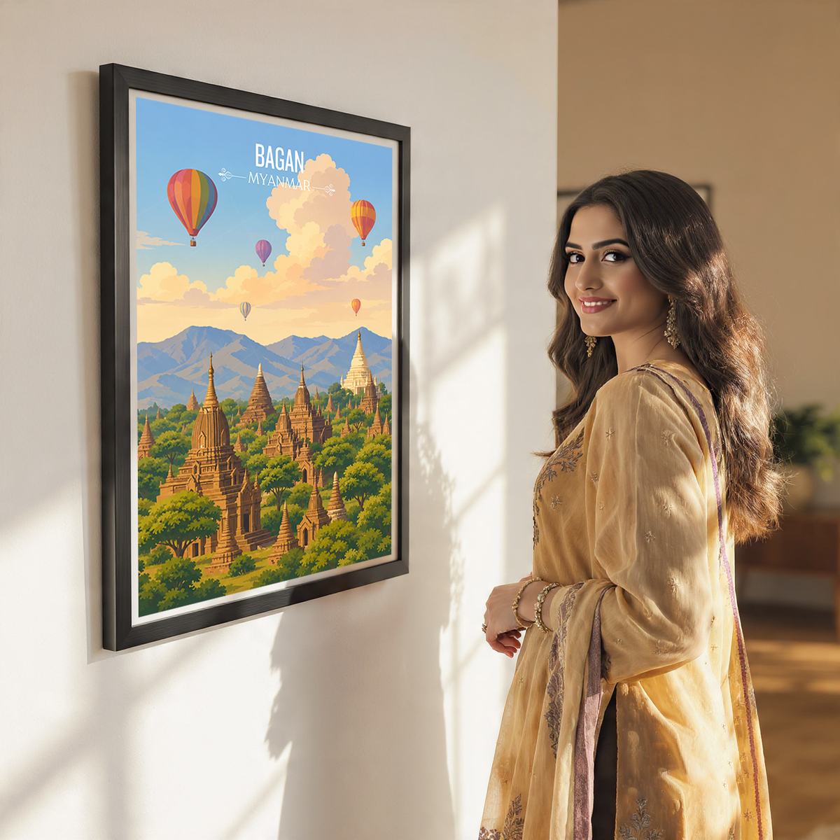 Bagan - Myanmar - Travel Wall Art Deco Poster Print - Art Print - Travel Art Poster