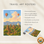 Bagan - Myanmar - Travel Wall Art Deco Poster Print - Art Print - Travel Art Poster
