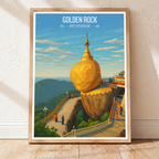 Golden Rock - Myanmar - Travel Wall Art Deco Poster Print - Art Print - Travel Art Poster