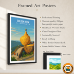 Golden Rock - Myanmar - Travel Wall Art Deco Poster Print - Art Print - Travel Art Poster