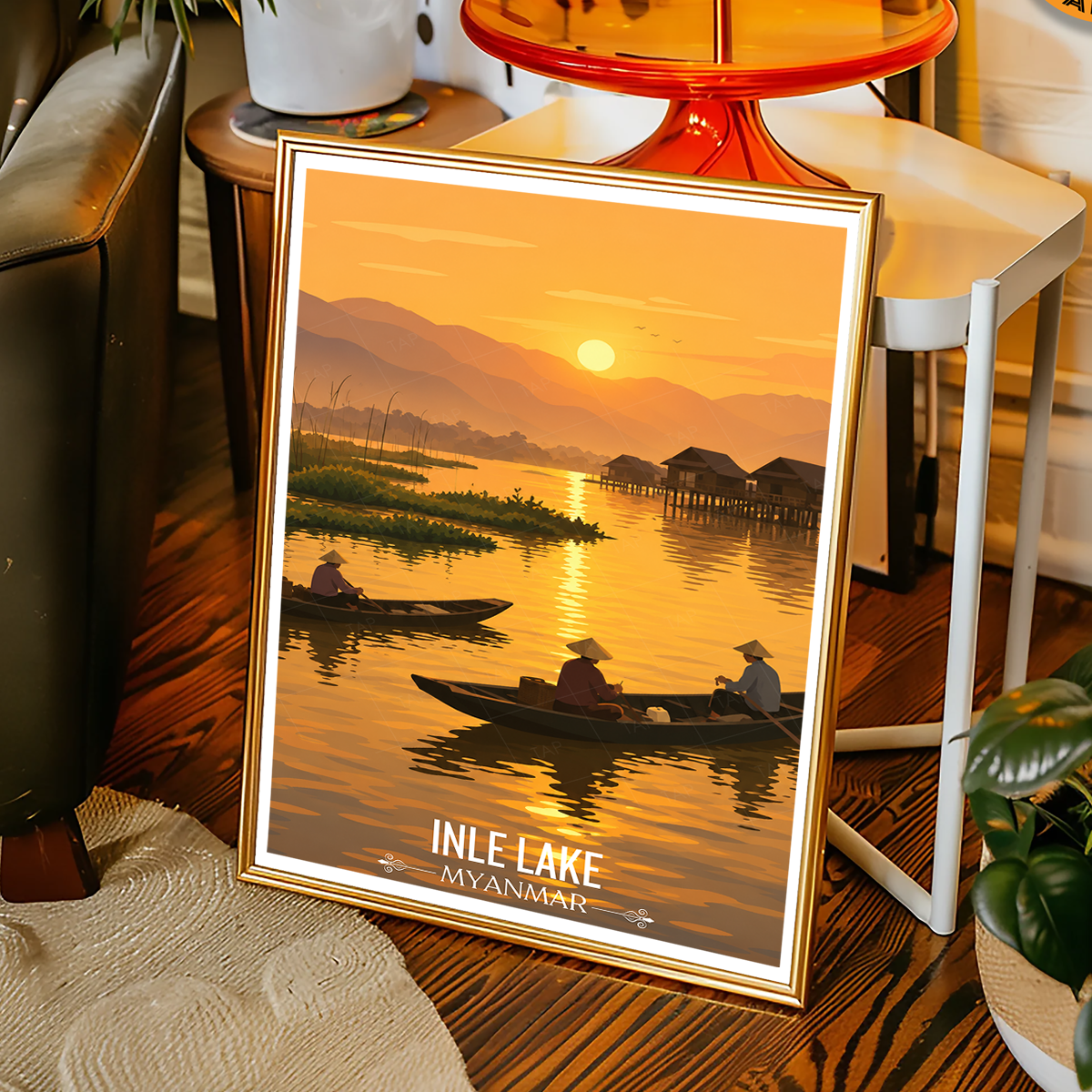 Inle Lake - Myanmar - Travel Wall Art Deco Poster Print - Art Print - Travel Art Poster
