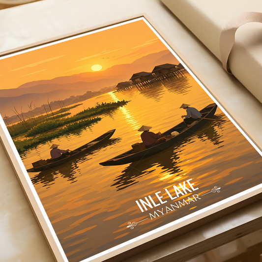 Inle Lake - Myanmar - Travel Wall Art Deco Poster Print - Art Print - Travel Art Poster