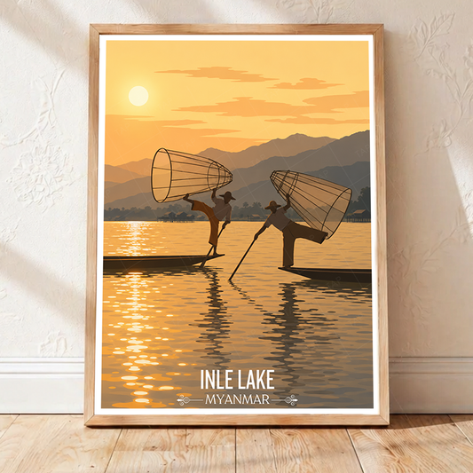 Inle Lake - Myanmar - Travel Wall Art Deco Poster Print - Art Print - Travel Art Poster