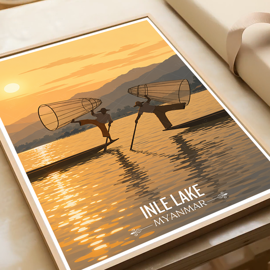 Inle Lake - Myanmar - Travel Wall Art Deco Poster Print - Art Print - Travel Art Poster