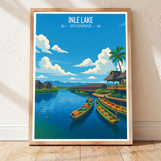 Inle Lake - Myanmar - Travel Wall Art Deco Poster Print - Art Print - Travel Art Poster