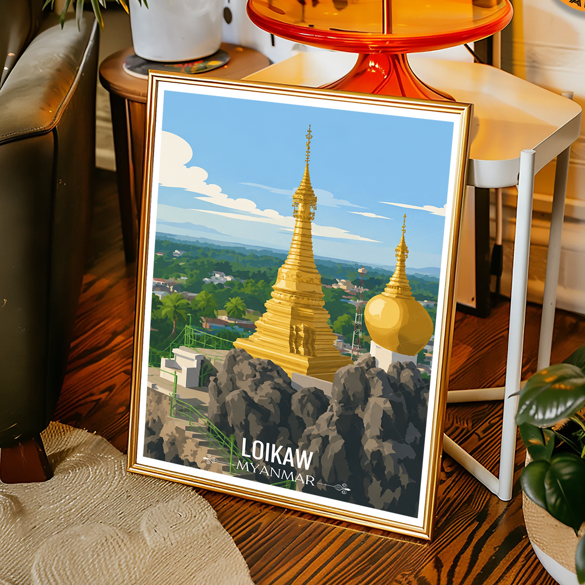 Loikaw - Myanmar - Travel Wall Art Deco Poster Print - Art Print - Travel Art Poster