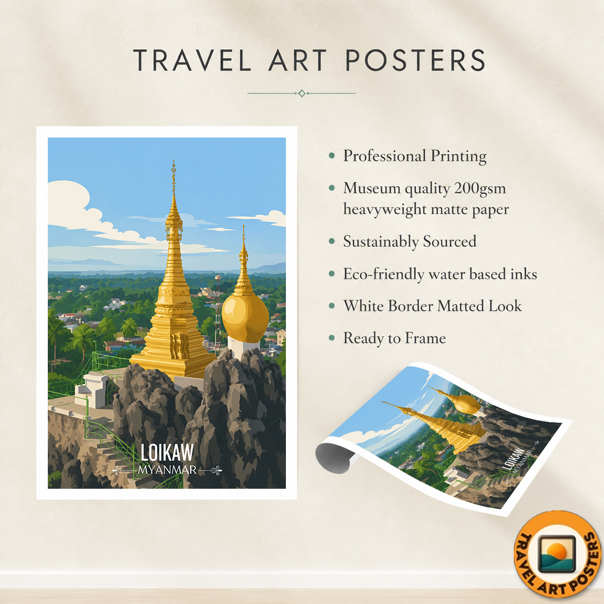 Loikaw - Myanmar - Travel Wall Art Deco Poster Print - Art Print - Travel Art Poster