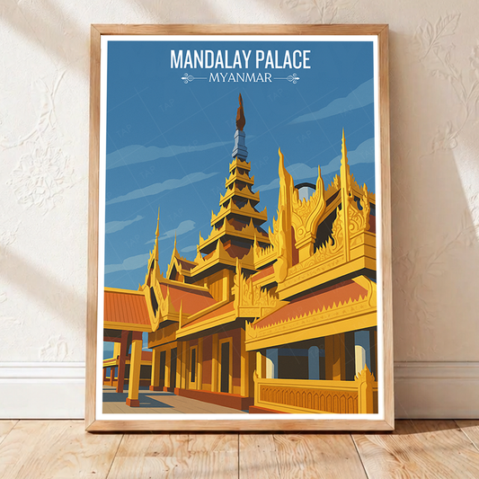 Mandalay Palace - Myanmar - Travel Wall Art Deco Poster Print - Art Print - Travel Art Poster