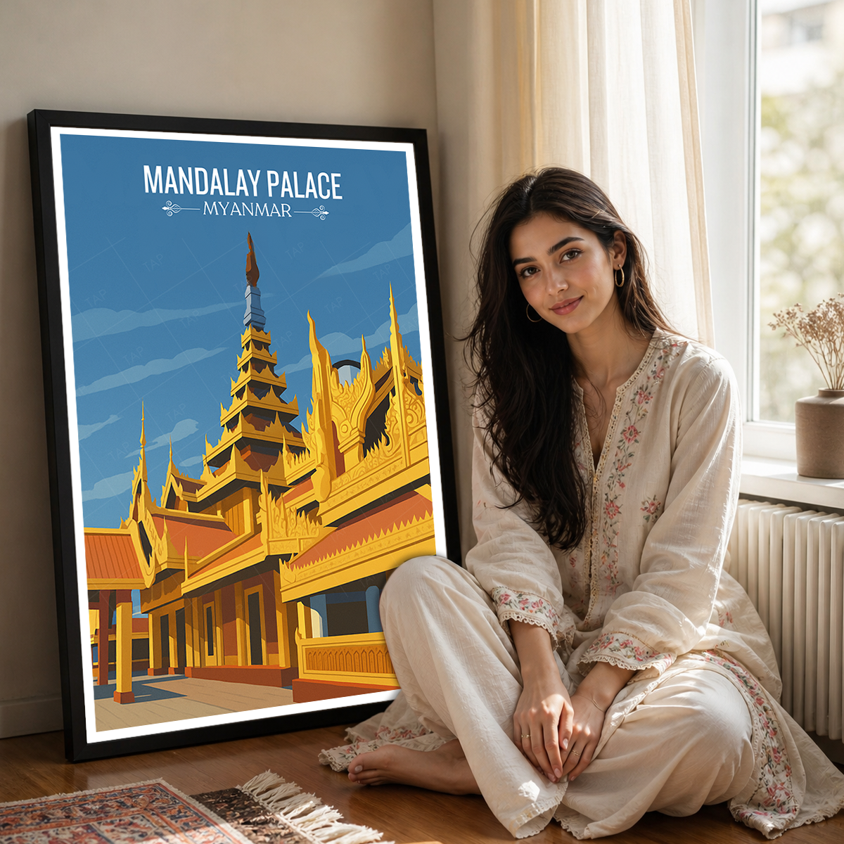 Mandalay Palace - Myanmar - Travel Wall Art Deco Poster Print - Art Print - Travel Art Poster