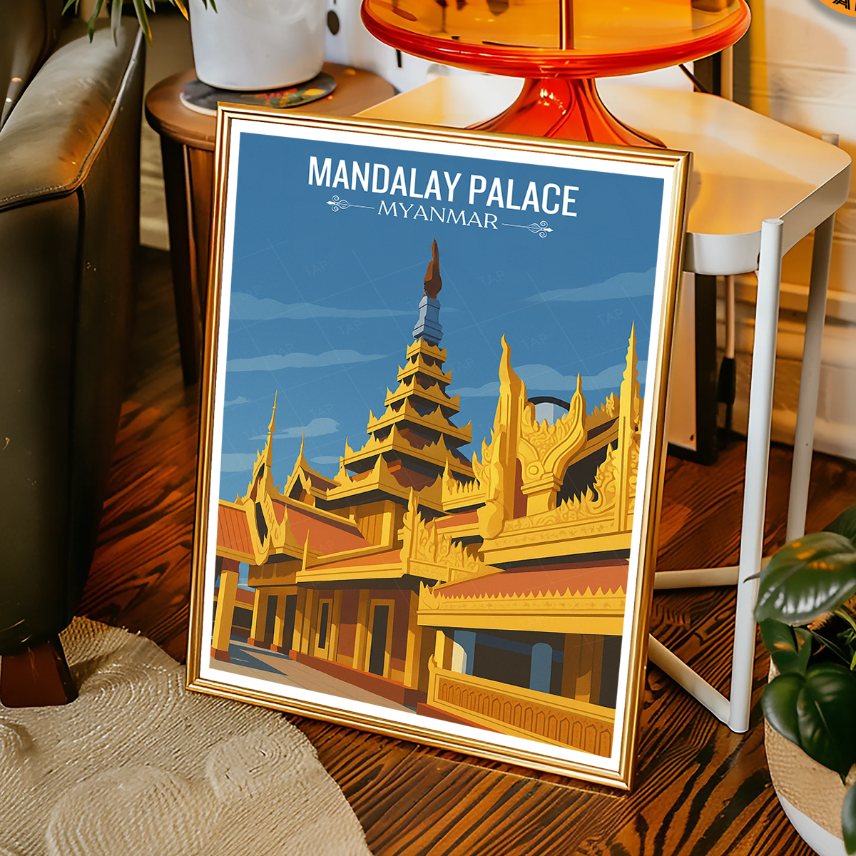 Mandalay Palace - Myanmar - Travel Wall Art Deco Poster Print - Art Print - Travel Art Poster