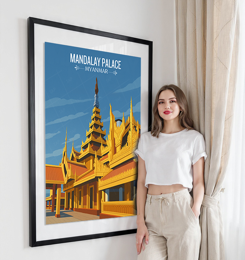 Mandalay Palace - Myanmar - Travel Wall Art Deco Poster Print - Art Print - Travel Art Poster