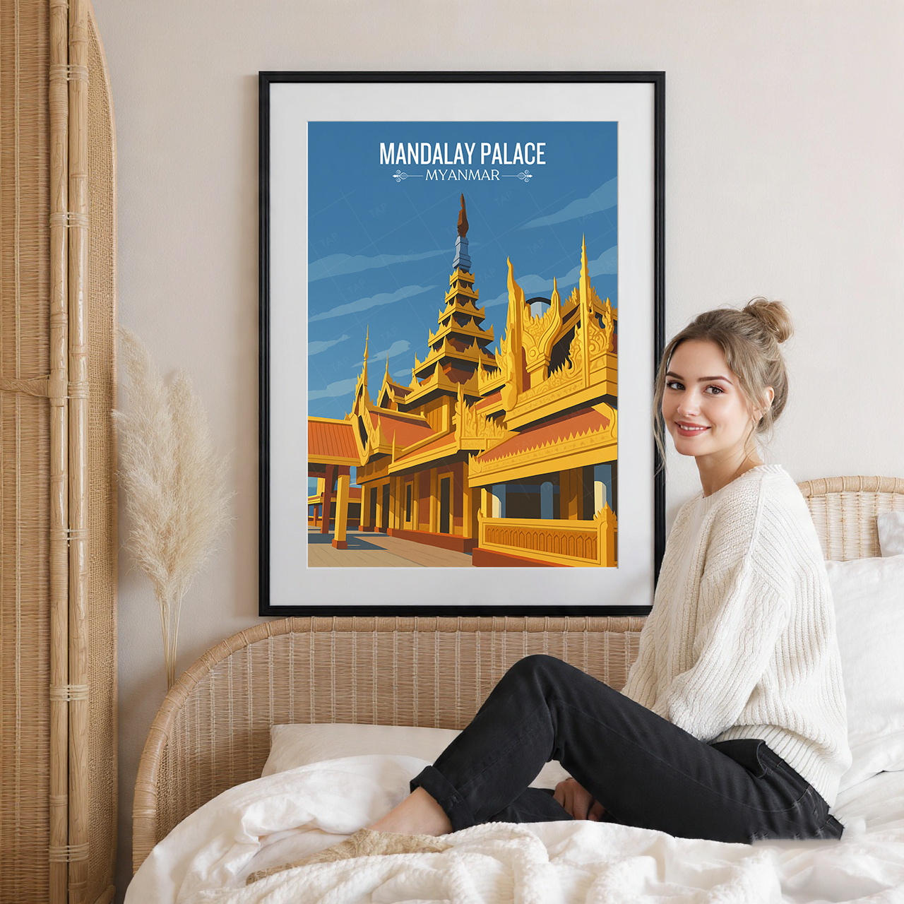 Mandalay Palace - Myanmar - Travel Wall Art Deco Poster Print - Art Print - Travel Art Poster