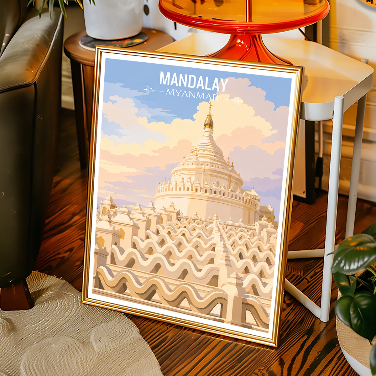 Mandalay - Myanmar - Travel Wall Art Deco Poster Print - Art Print - Travel Art Poster